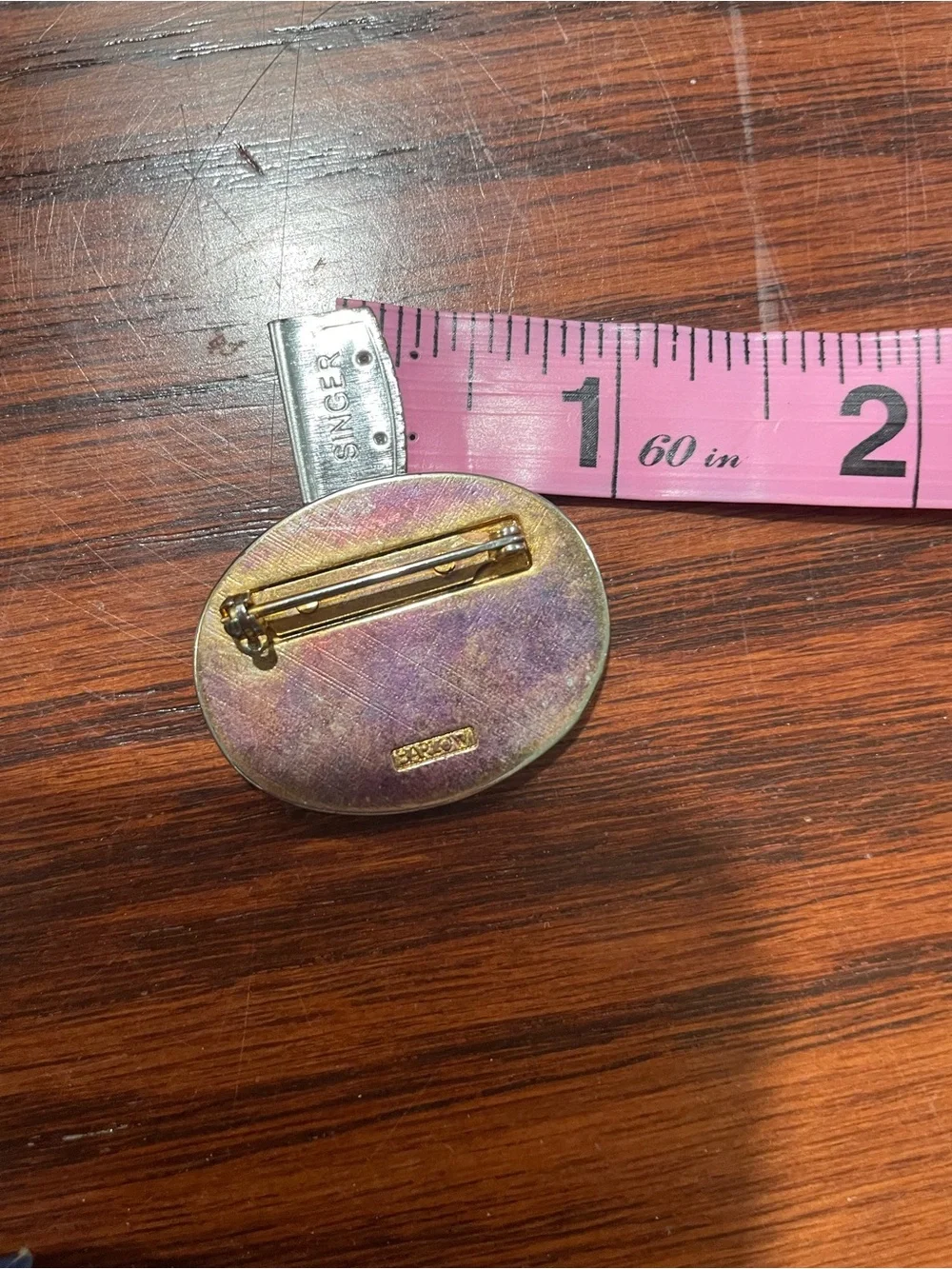 Gold Tone Ship Engraving Brooch Pin - Elegant Nautical Accent. BARLOW